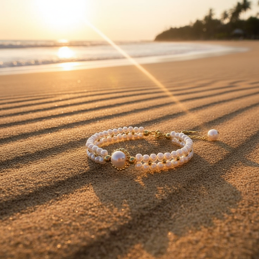 Leaf Pearl Gold Bracelet For Girls